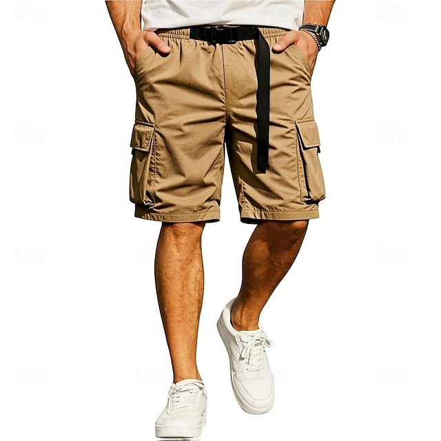 Lightweight Cargo Shorts Comfort Waist Shorts Casual Shorts Elastic Waist Pocket Flap Pocket Plain Quick Dry Knee Length Casual Outdoor St