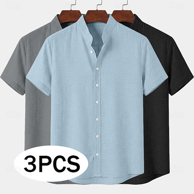 Men Shirt Linen Shirt Summer Shirt Band Collar Shirt Button Up Shirt men-shirt-linen-shirt-summer-shirt-band-collar-shirt-button-up-shirt