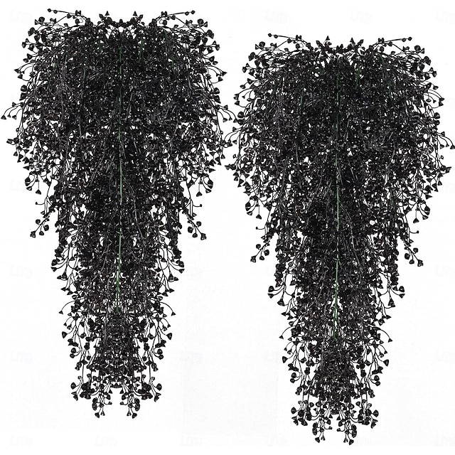 4 Pcs Halloween Artificial Hanging Flowers Faux Plants Fake Ivy Faux UV Resistant Hanging Vines Plant Indoor Outdoor Wedding Party Fall Wall