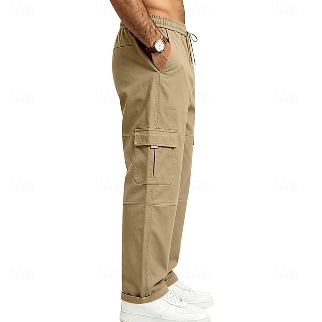Homme Pantalons Cargo Pantalons Pantalons d'Extérieur Cordon de serrage Taille Élastique Multi-poches Couleur Unie Coupe-vent Portable Occasionnel Quotidien Extérieur Streetwear Élégant Kaki Vert