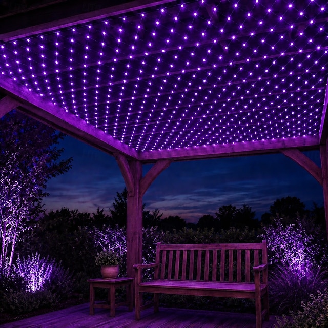  LED-Lichterkette aus Netzgewebe, 6 x 4 m, 880 LEDs, für den Außenbereich, geeignet für Terrasse, Garten, Hecke und Zaun.