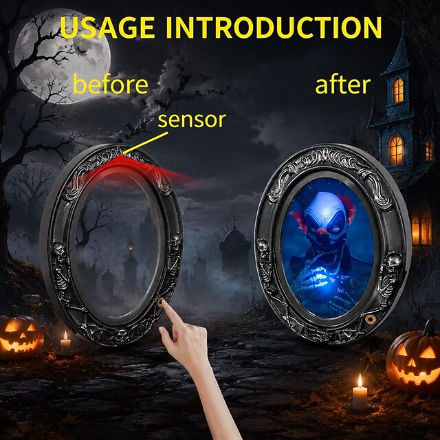 Halloween Animated Talking Magic Mirror Doorbell with Light & Sound ...