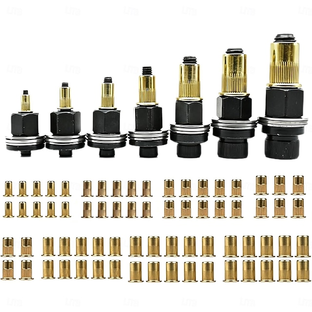 Carbon Steel Rivet Nut Tool Kit, M3-M12 Rivnut Mandrel Set with 70pcs ...