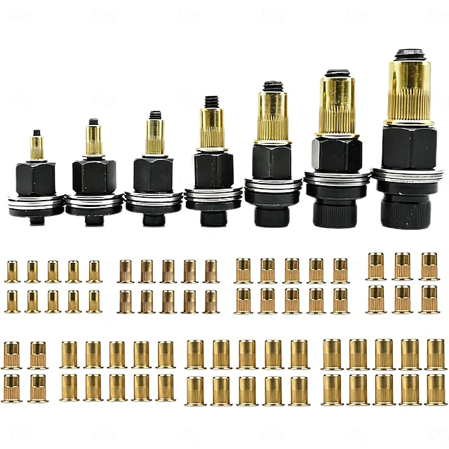 Carbon Steel Rivet Nut Tool Kit, M3-M12 Rivnut Mandrel Set with 70pcs ...