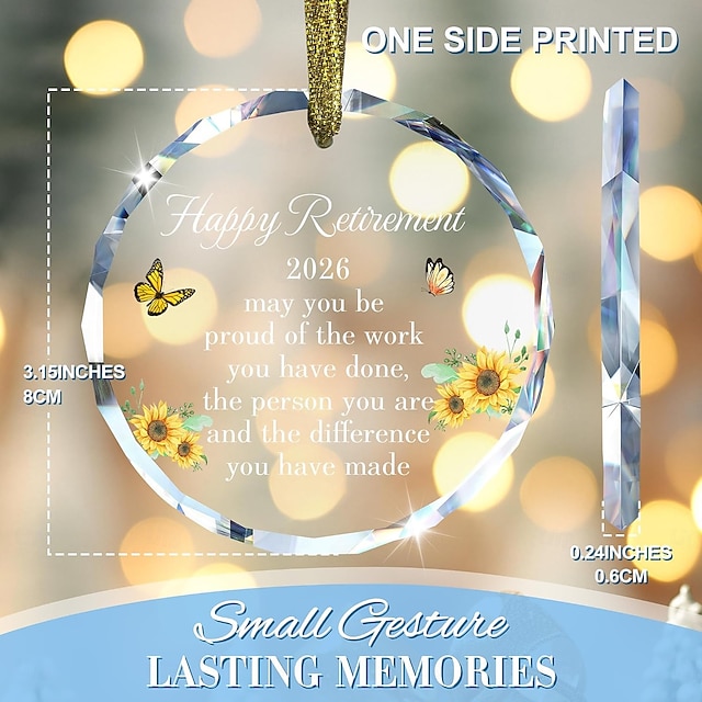 Retro Seam Ripper Happy Retirement Gifts 2026, Retirement Glass Ornament with Sunflower ...