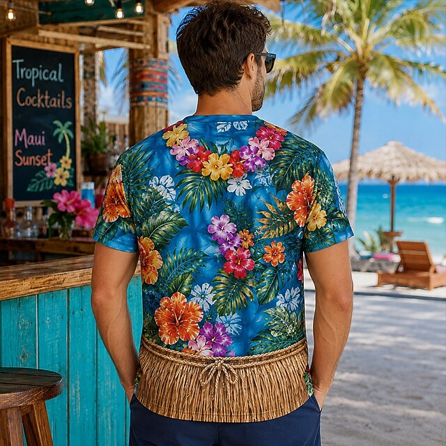 Men's Floral T Shirt Short Sleeve T shirt 3D Print Crew Neck Shirt ...