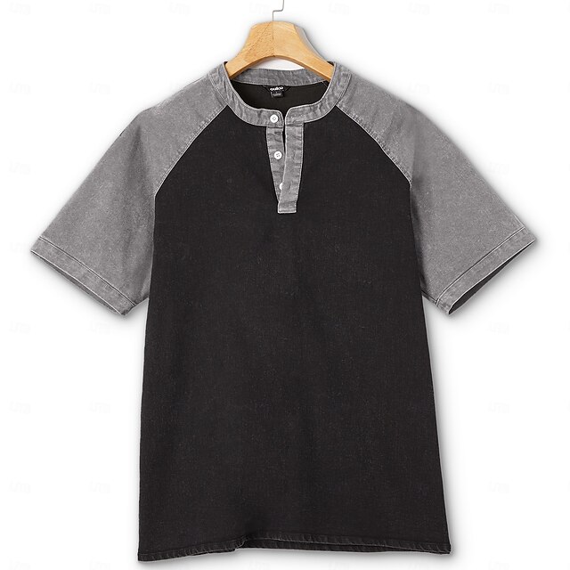 Men's Henley Shirt Short Sleeve Henley Summer Spring Fall Color Block ...