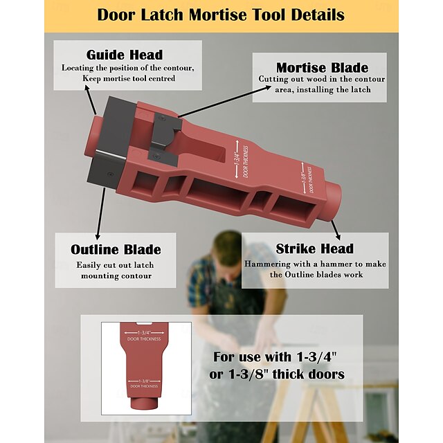 Door Latch Mortise Tool, Door Lock Installation Kit for 1-3/8