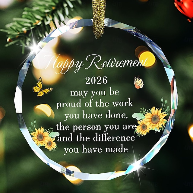 Retro Seam Ripper Happy Retirement Gifts 2026, Retirement Glass Ornament with Sunflower ...