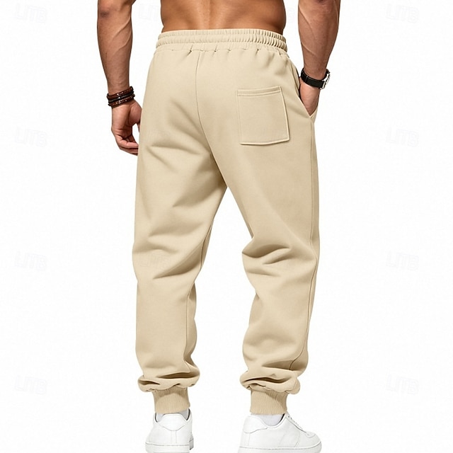 Homme Joggings Pantalon en polaire Pantalon Jogger Pantalons Pantalon décontracté Cordon de serrage Taille Élastique Multi-poches Uni Confort Chaud Quotidien Extérieur Fête Mode Style Classique