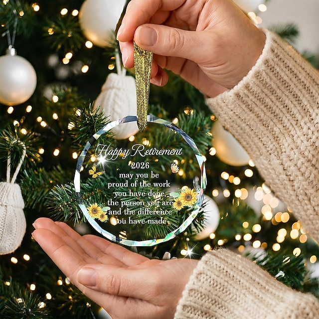 Retro Seam Ripper Happy Retirement Gifts 2026, Retirement Glass Ornament with Sunflower ...