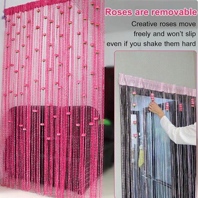 1/2PCS Rose Pattern Door Curtain, Self Adhesive Magic Tape Door Divider ...