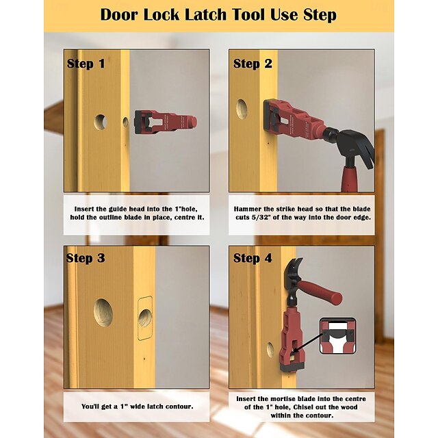 Door Latch Mortise Tool, Door Lock Installation Kit for 1-3/8