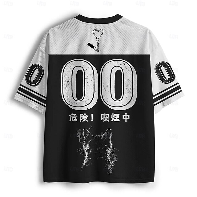 Men's Cat Number Graphic Text T Shirt Short Sleeve T shirt Graphic ...