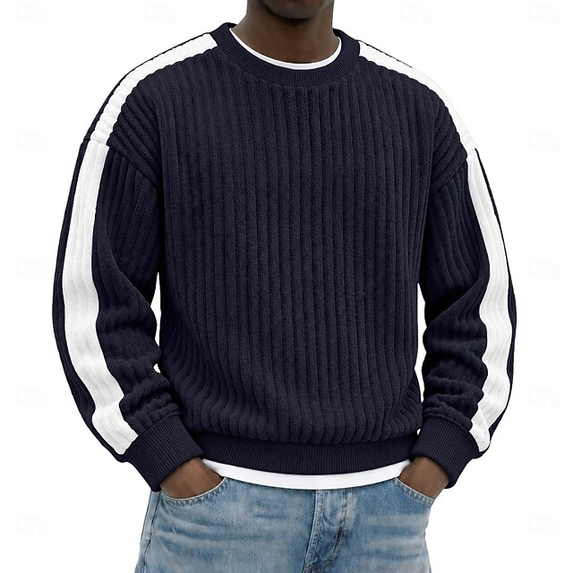 Men's Sweatshirt Corduroy Pullover Hoodie Sweatshirt Pullover Black ...