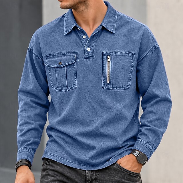Men's Polo Casual Vacation Classic Long Sleeve Fashion Basic Solid ...