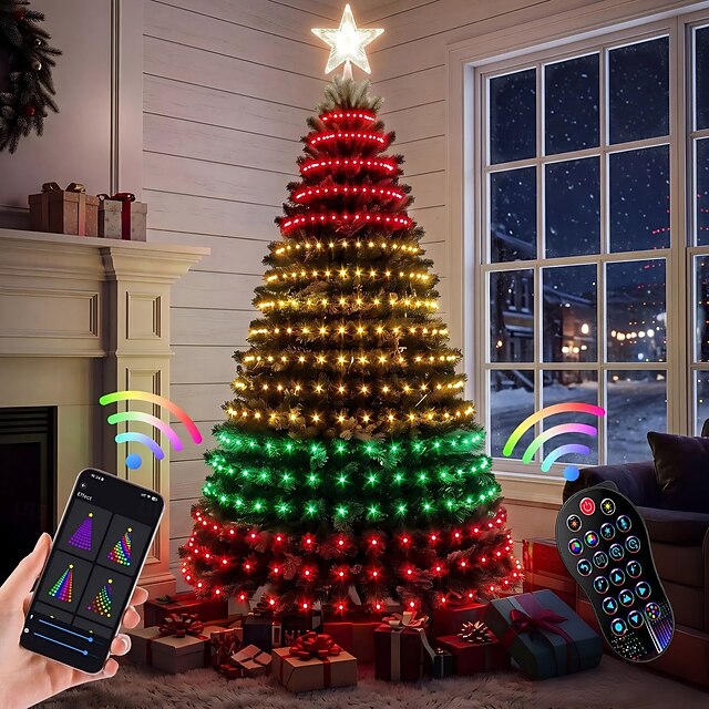 Christmas Smart Animated Tree Lights, 400 LED DIY Pixel Light Show with ...