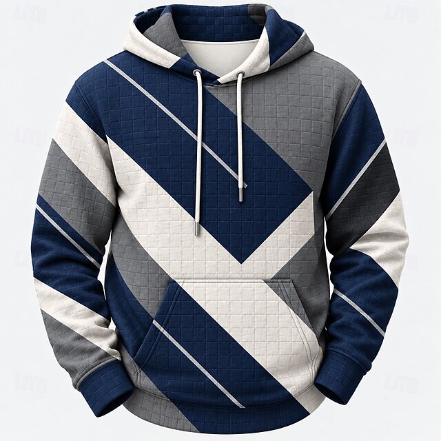 Men's Plaid Grid / Plaid Hoodie Fashion Crew Neck Hooded Home Outdoor ...