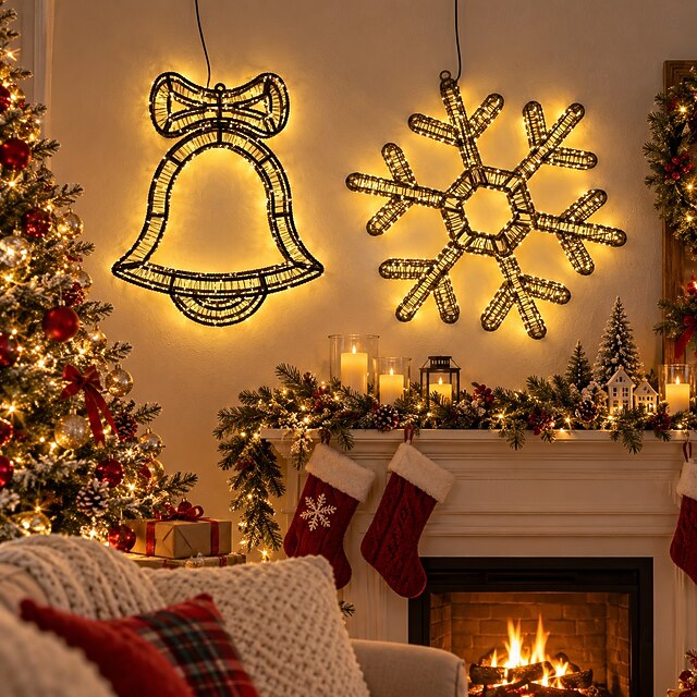 Christmas LED Wall Decor Light, Copper Wire Hanging Decoration with ...