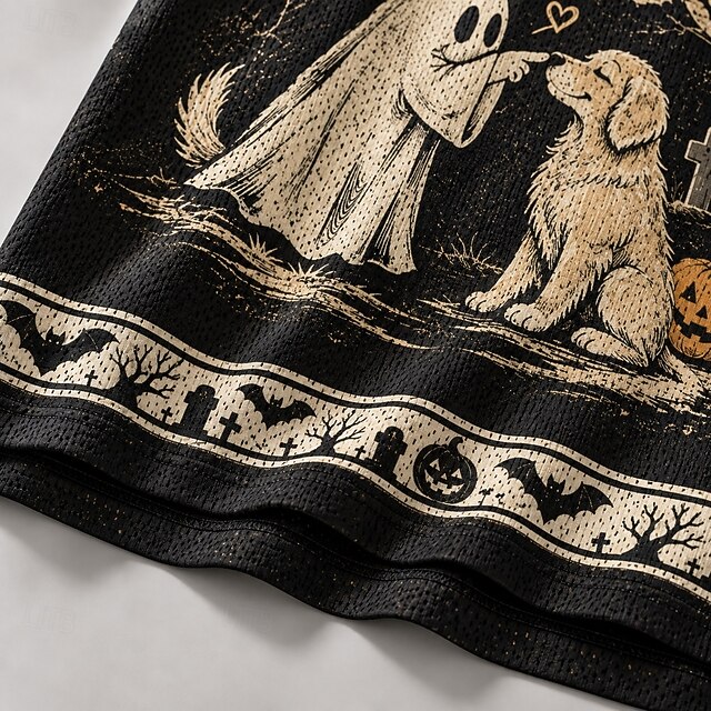 Men's Dog Pumpkin Ghost Number Graphic Text T Shirt Short Sleeve T ...