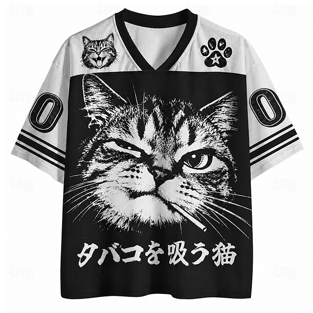 Men's Cat Number Graphic Text T Shirt Short Sleeve T shirt Graphic ...