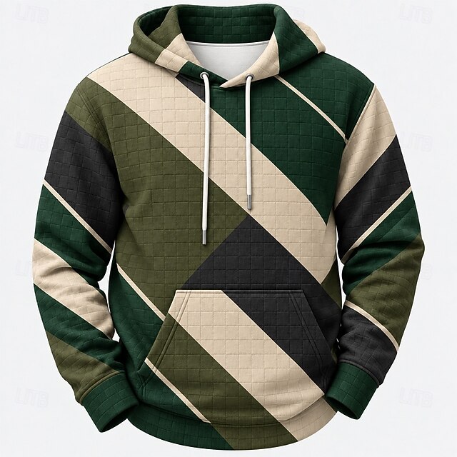 Men's Plaid Grid / Plaid Hoodie Fashion Crew Neck Hooded Home Outdoor ...
