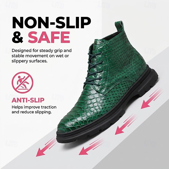 Men's Fashion Classic Wedding PU Leather Comfortable Lace-up Green ...
