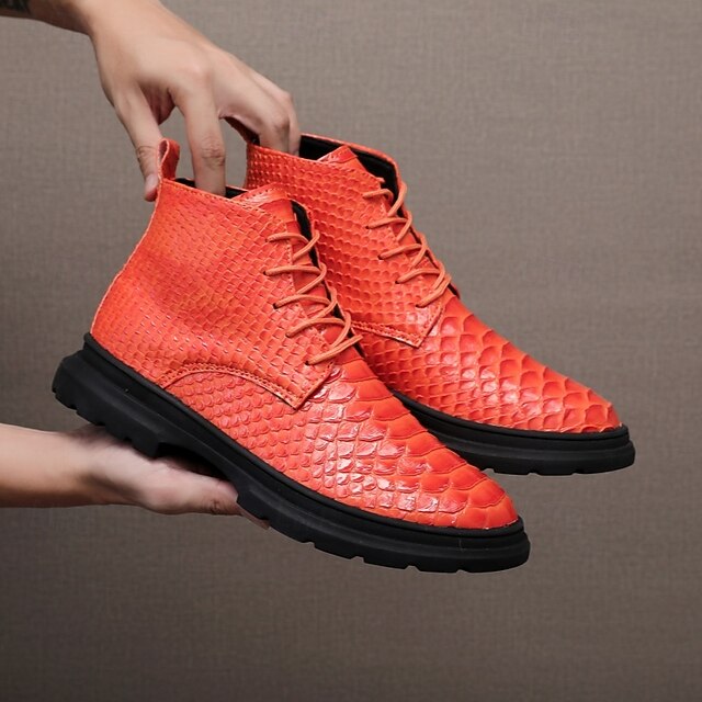 Men's Classic Wedding PU Leather Warm Comfortable Lace-up Light Yellow ...