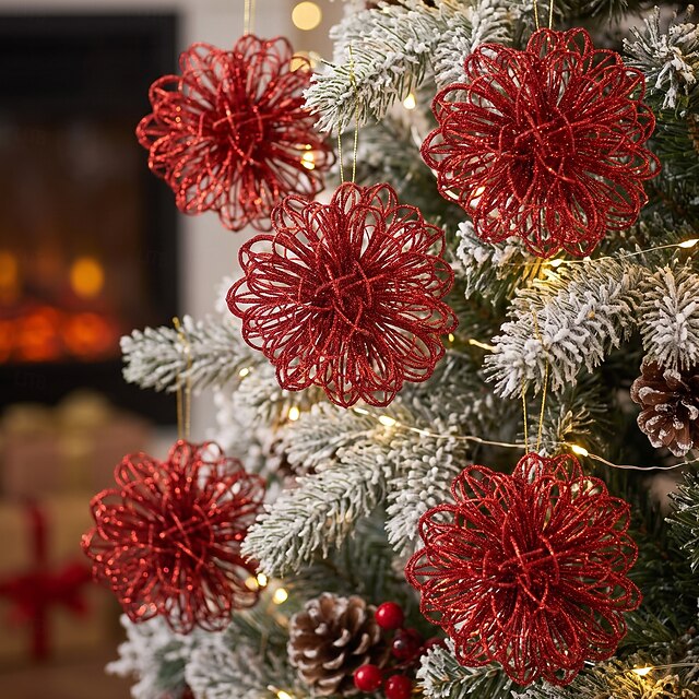 Christmas Glitter Explosion Star Ornament, Multicolor Metal Wire Ball ...