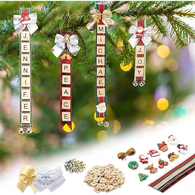 Tree Design Tile Christmas Ornament Crafts Kit, DIY Personalized Christmas Tree ...