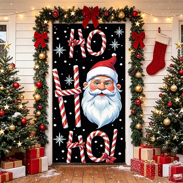Décoration de porte extensible de Noël en tissu élastique spandex ...