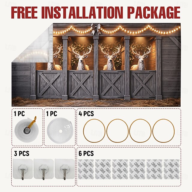 Christmas Garage Door Cover With LED String Lights, 3D Reindeer Print ...