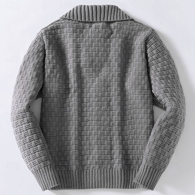 Men's Sweater Cardigan Sweater Ribbed Knit Regular Tops Button Up ...