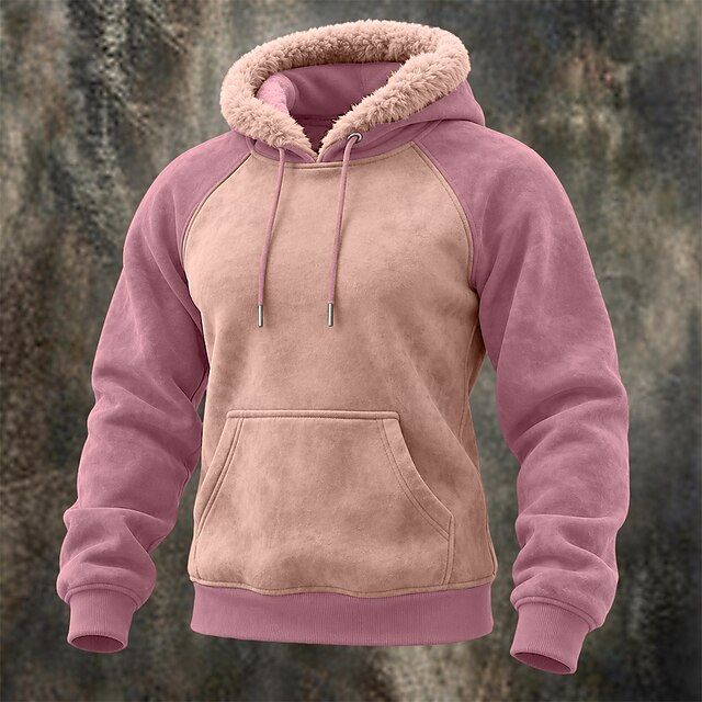 Men's Hoodie Fleece Hoodie Fleece lined Hoodie Blue White Khaki Pink ...