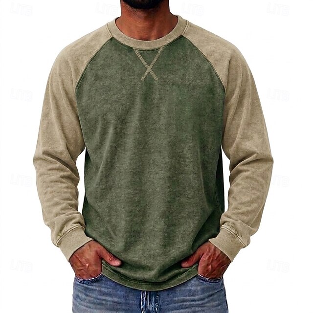 SoftFade Men's T Shirt 100% Cotton Acid Wash Shirt Tee Top Long Sleeve ...