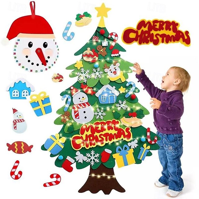 3.3FT DIY Felt Christmas Tree with Lights for Toddlers Kids,Hanging ...