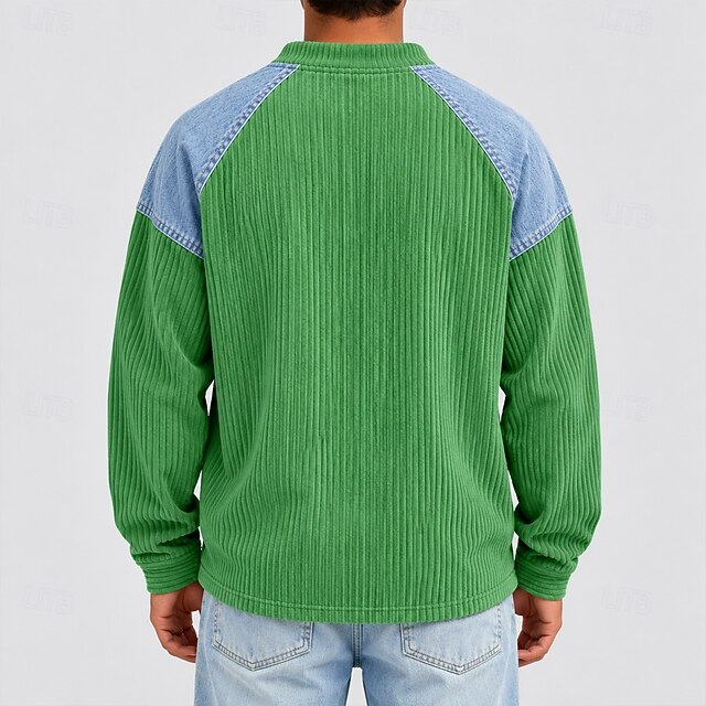 Men's T Shirt Corduroy Shirt Long Sleeve Solid Color Solid Traditional ...