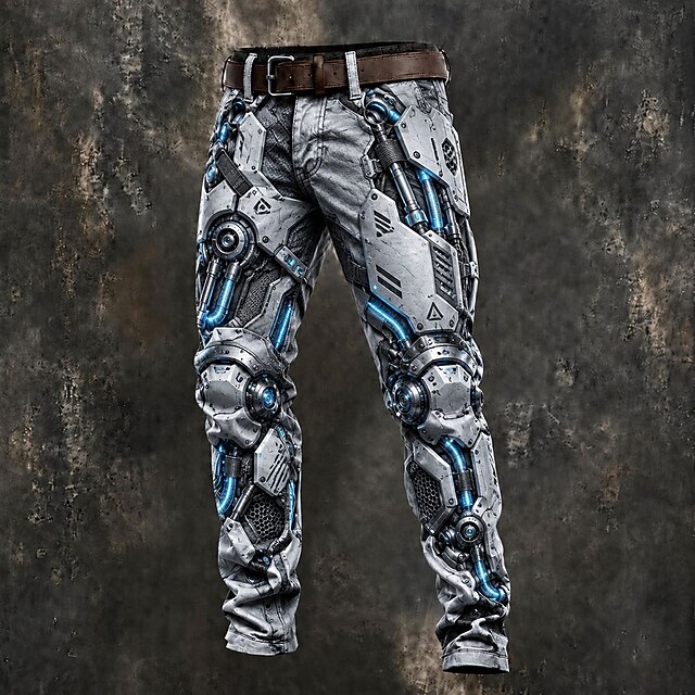 Men's machine Trousers Mid Waist Vintage Casual Casual Outdoor Zipper ...