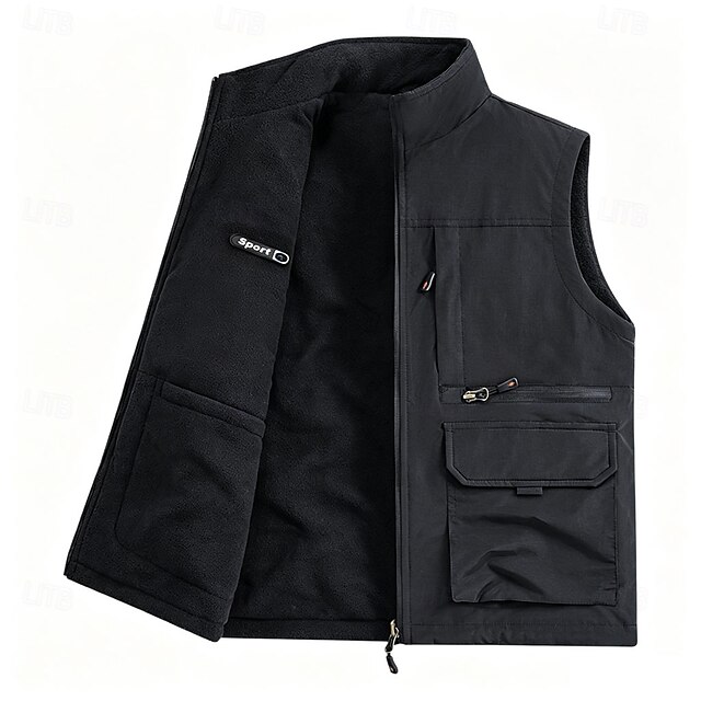 Men's Fleece Vest Vest Gilet Fishing Vest Outdoor Vacation Daily Wear ...