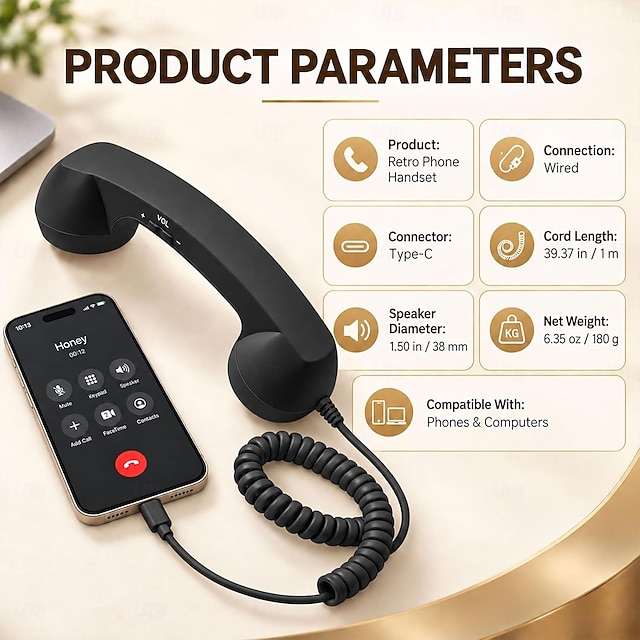 Retro Telephone Handset for Smartphone, Plug and Talk Wired Phone ...