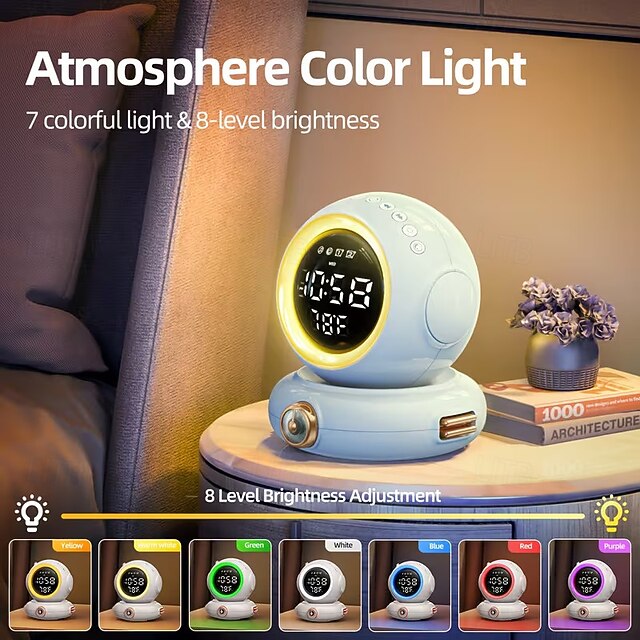 Cute Cat Digital Alarm Clock, Rechargeable LED Desk Clock with ...