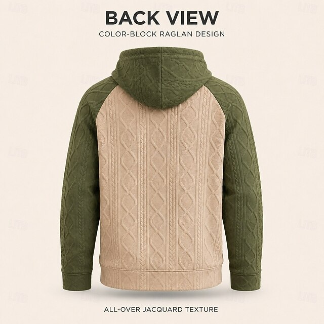 Men's Jacquard Hoodie Pullover Hoodie Sweatshirt Navy Blue Green Hooded ...