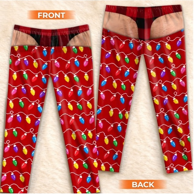 Christmas Funny Gifts Pajama Pants Plaid Christmas Lights Spooky Prank ...