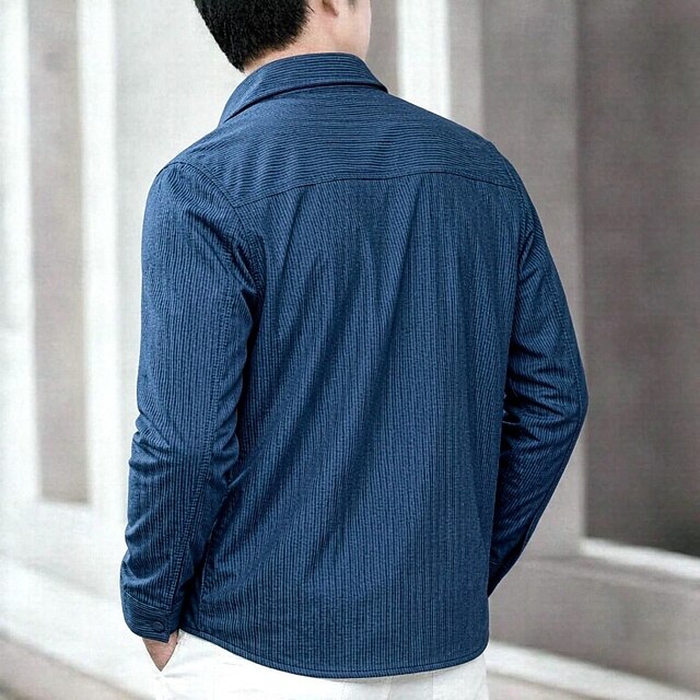 Men Shirt Texture Casual Shirt Corduroy Shirt Button Up Shirt Blue ...