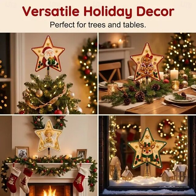 Christmas Tree Topper Pearl Diamond Art DIY Kit, Sparkling Rhinestone ...