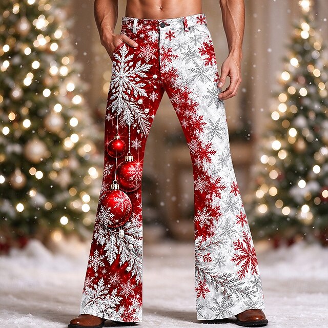 Christmas Men's Snowflake 60s 70s Bell Bottoms Fashion Casual Casual ...