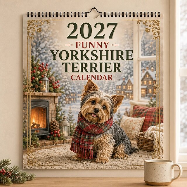 Calendrier mural 2027 avec un Yorkshire Terrier rigolo | Calendrier A4 ...