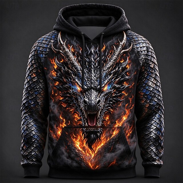 Homme Dragon Sweat à capuche Exagéré Gothique À capuche Vêtements de ...