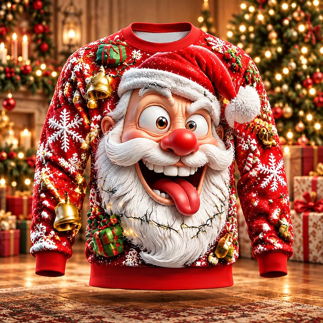 Christmas Men's Santa Claus Sweatshirt Exaggerated Casual Hooded ...
