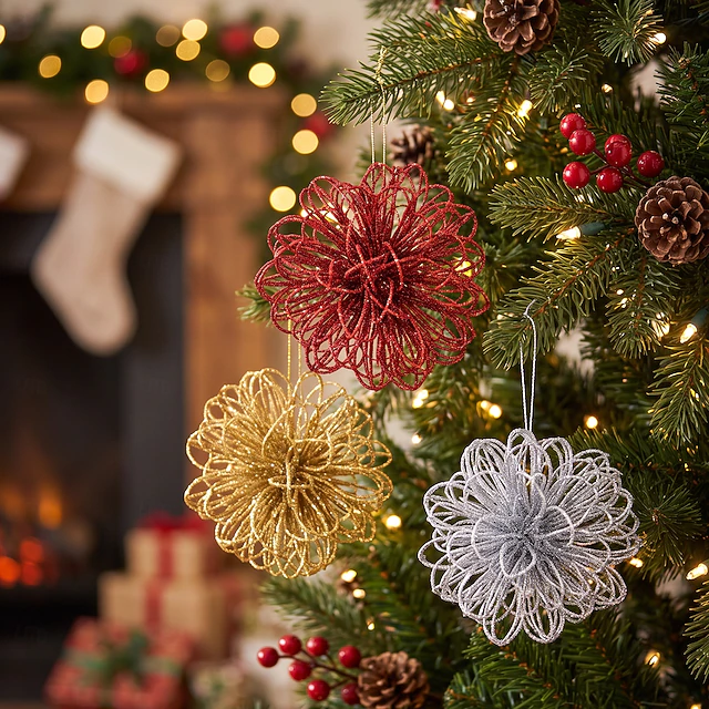 Color Explosion Event For Kids Christmas Glitter Explosion Star Ornament, Multicolor Metal Wire Ball ...